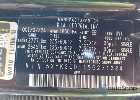 2025 Kia Sportage Ex z USA, uszkodzony, nr VIN 5XYK3CDF1SG271324